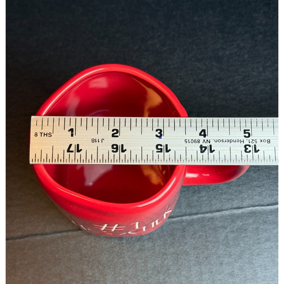 Rae Dunn #1 TEACHER Red Mug With Apple Detail - Picture 3 of 10